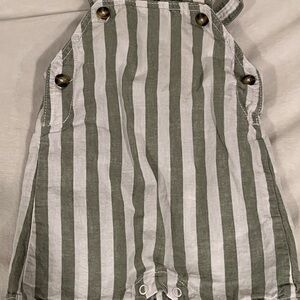 Striped Green and White Kids One Piece